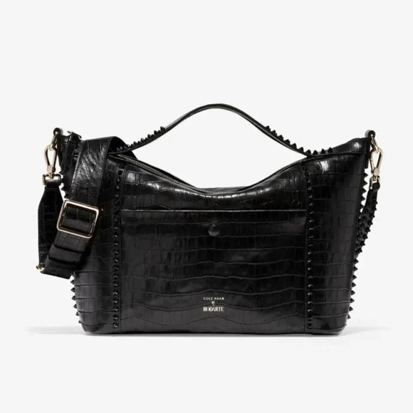 Cole Haan Rodarte Black Croc-Embossed Satchel purse - Picture 13 of 15
